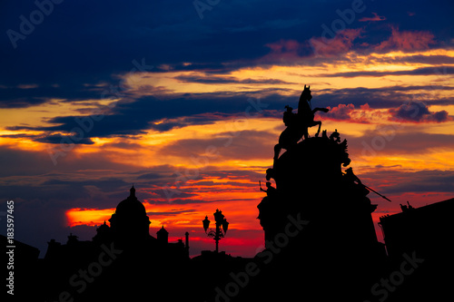 Beautiful sunset at Saint Petersburg city historical center , Russia
