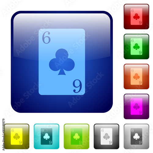 Six of clubs card color square buttons
