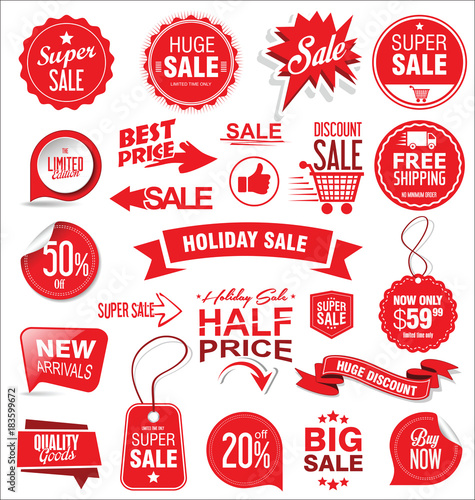 Super sale badges and labels vector collection photo