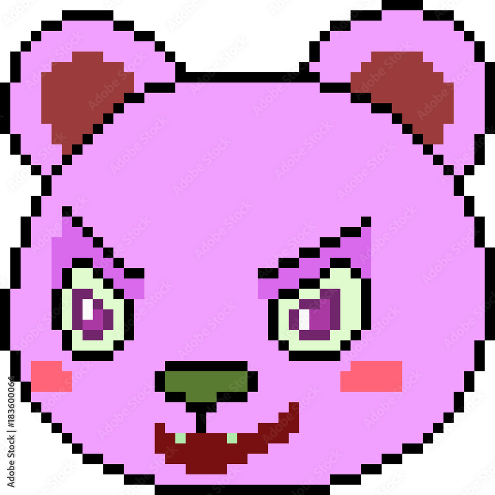 Fototapeta premium vector pixel art bear face