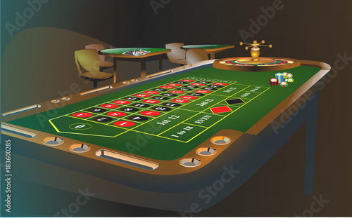 Vector realistic casino roulette table illustration for print