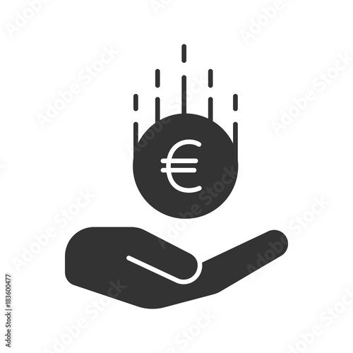 Open hand with euro glyph icon