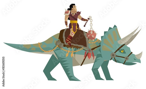 barbarian warrior riding a dinosaur