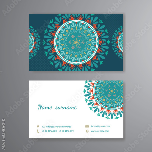 vintage name cards set mandala design template vector