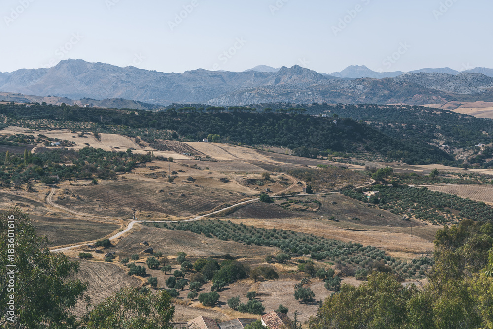 beautiful landscape with hills and mountains, ronda, spain