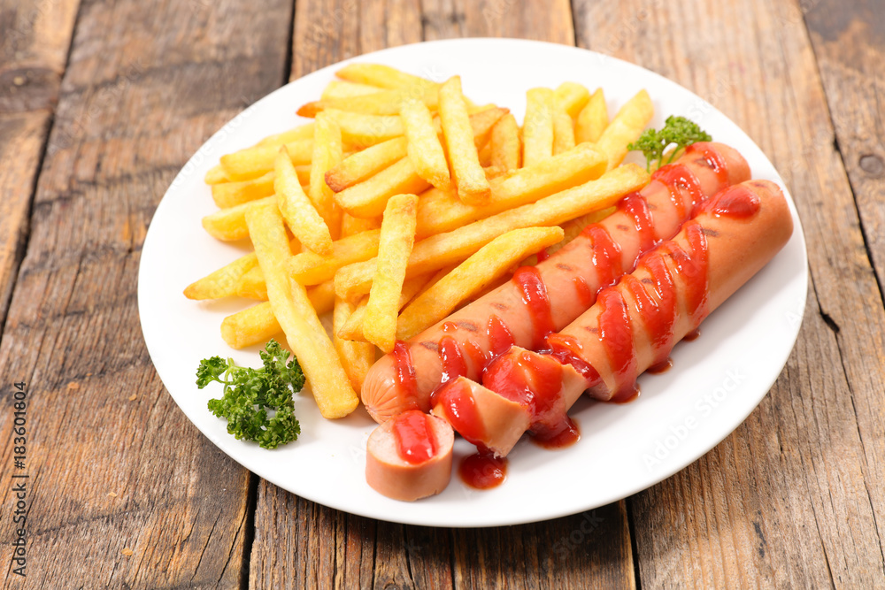 sausage and french fries