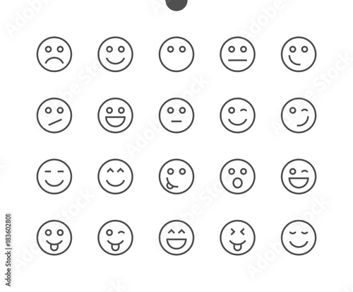 Emotions UI Pixel Perfect Well-crafted Vector Thin Line Icons 48x48 Ready for 24x24 Grid for Web Graphics and Apps with Editable Stroke. Simple Minimal Pictogram