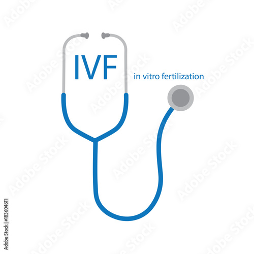 IVF (In Vitro Fertilization) text and stethoscope icon- vector illustration