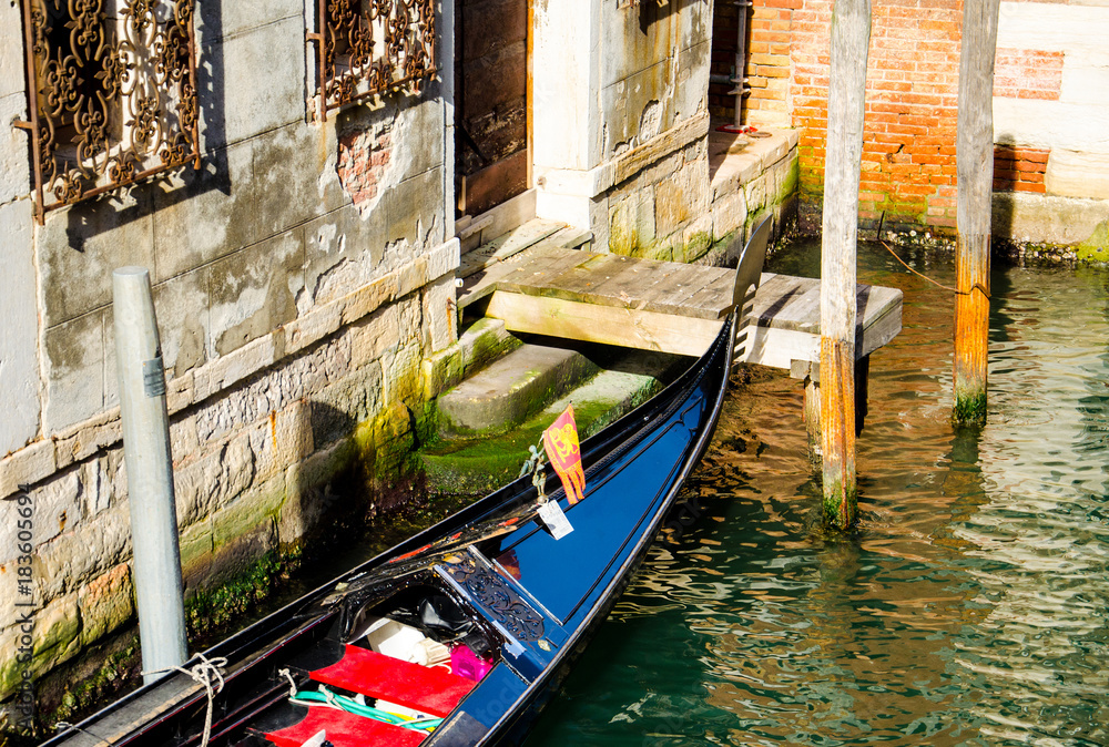 Close-up on Venetian gondola