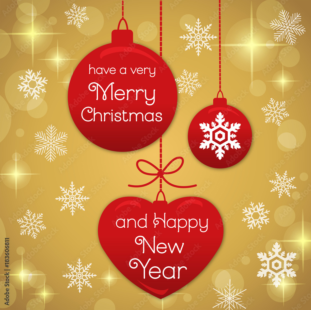 Merry Christmas and Happy New Year fashionable gold & red banner, pattern, card & background vector 