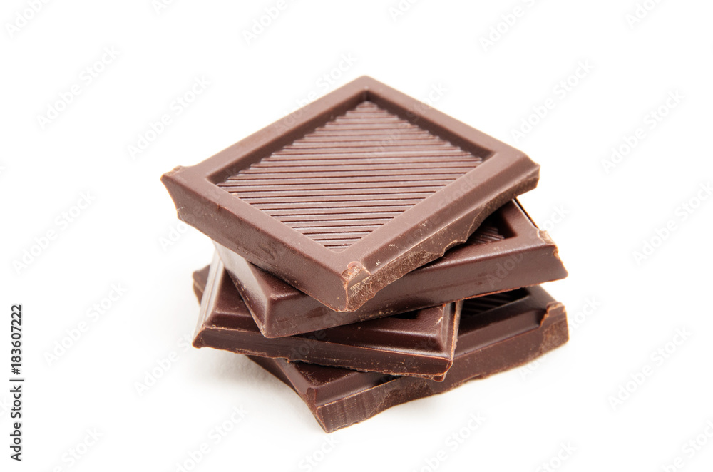 Roughly cut chunks of a chocolate bar Roughly cut chunks of a chocolate bar