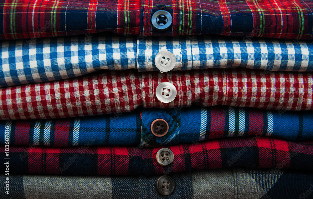 stacks of checkered shirts stacks of checkered shirts