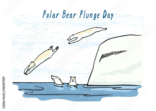 Polar bear plunge day illustration