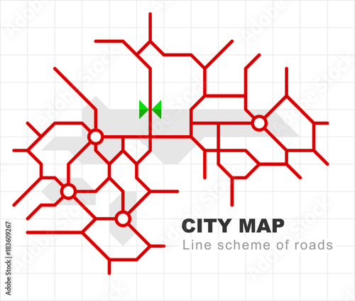 Abstract city map - town streets on the plan. Traffic urban background. Linear road scheme. Vector