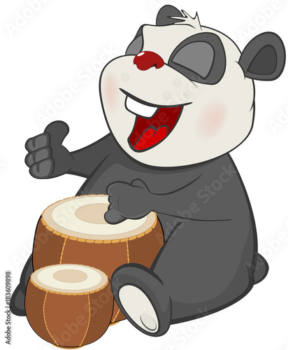 Fototapeta Naklejka Na Ścianę i Meble -  Illustration of a Cute Panda Drummer. Cartoon Character 