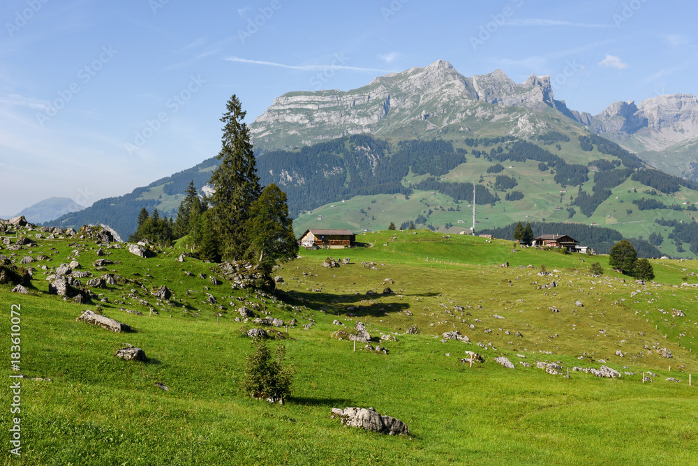 Rural view over Engelberg on Switzerland