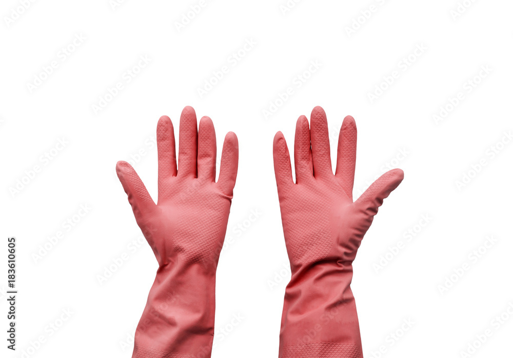 Fototapeta premium Rubber glove isolated on white background