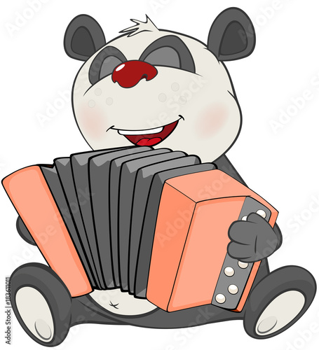  Illustration of a Cute Panda Accordionist. Cartoon Character 