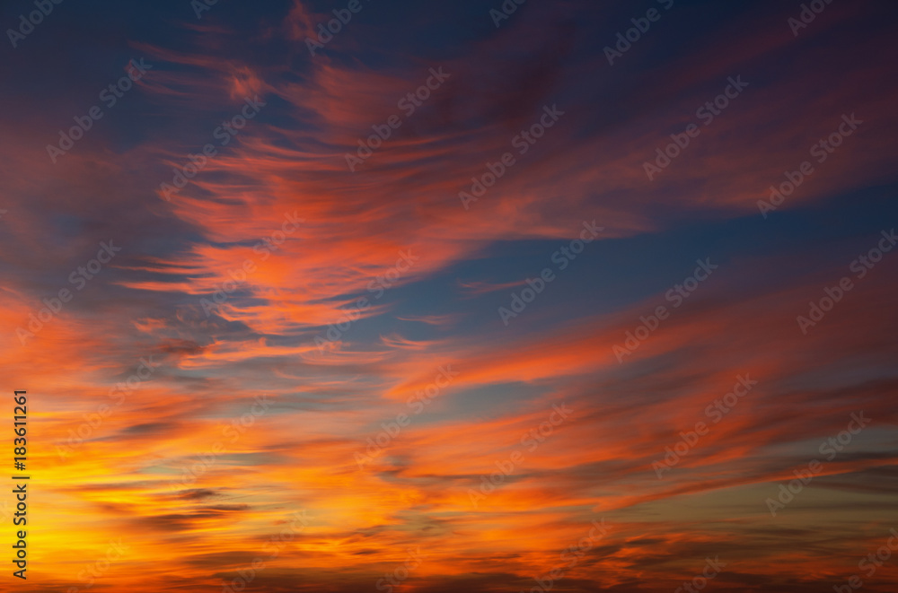 Fototapeta premium Vivid sky illuminated by the sunset