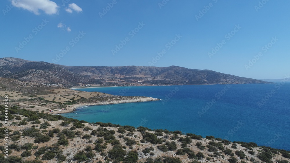 Grèce Cyclades île de Naxos Pirgaky plage vue du ciel