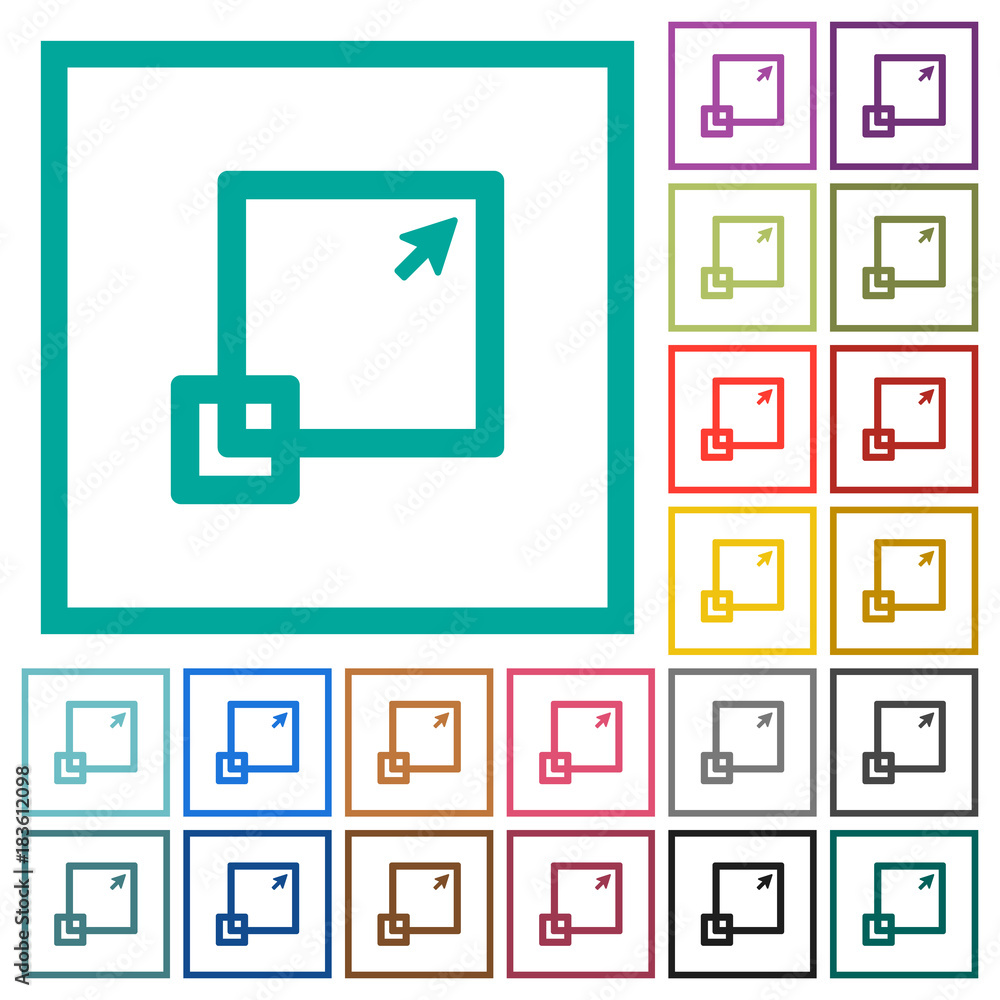 Maximize window flat color icons with quadrant frames