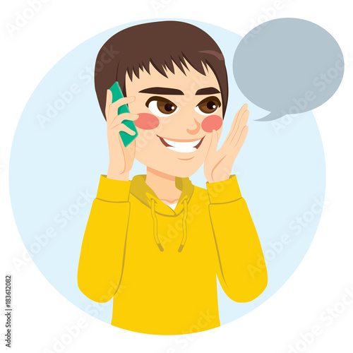 Young teenager boy talking ...