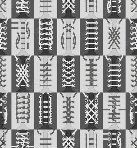 Shoe lacing schemes collection. Seamless pattern. Vector illustration