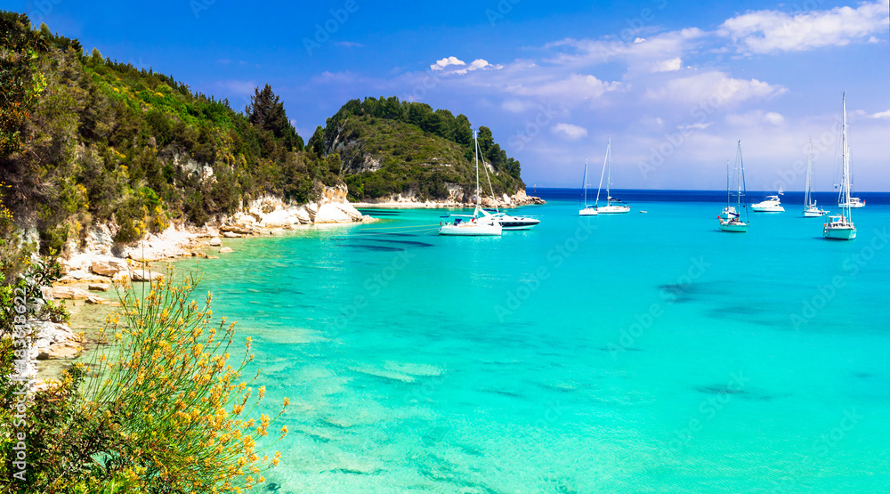 Beautiful turquoise beaches of Greece - Lakka in Paxos. Ionian islands