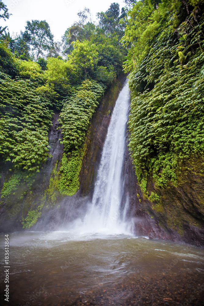 Waterfall. Exotic tourism. The rest of the equator. Bali Indonesia Waterfall. Exotic tourism. The rest of the equator. Bali Indonesia