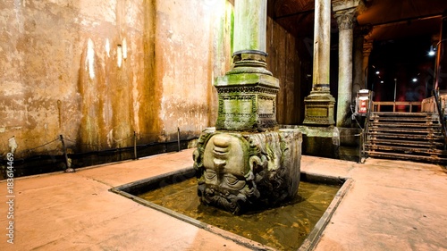 ancient water storage Basilica Cistern in Istanbul Turkey photo