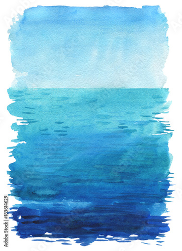 Ocean watercolor hand painting illustration.