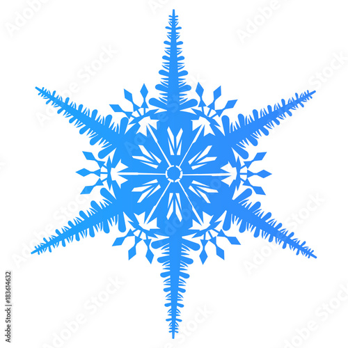 Blue snowflake isolated on a white background. Illustration of one snowflake