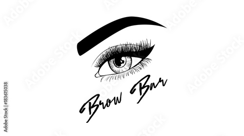 Brow bar business card template. Beautiful eye and eyebrows for the logo of the master on the eyebrows.