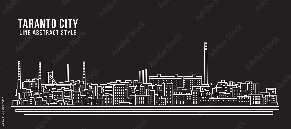 Cityscape Building Line art Vector Illustration design - Taranto city