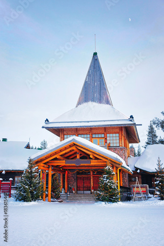 Christmas trees at Santa Office in Santa Village Rovaniemi Lapland