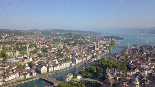 Wallpaper Mural Switzerland Zurich Aerial v3 Flying low around District 1 area cityscape views 8/17 Torontodigital.ca