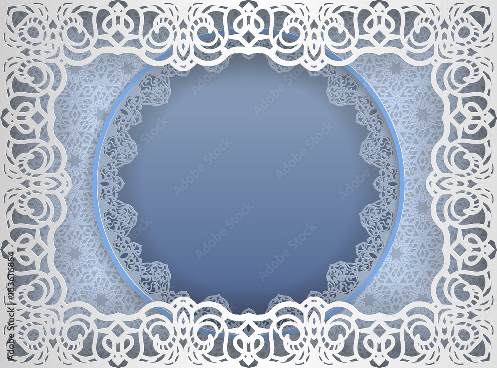Round white frame in an rectangular