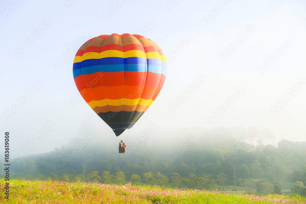 Naklejka premium balloon flying in the sky fog
