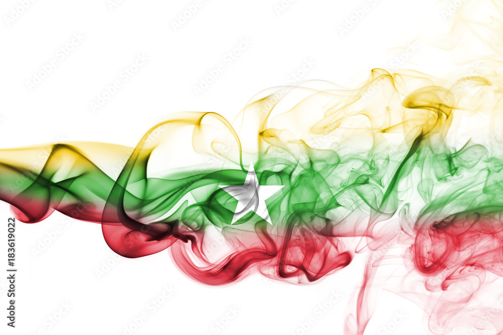 Myanmar, Burma flag smoke Myanmar, Burma flag smoke