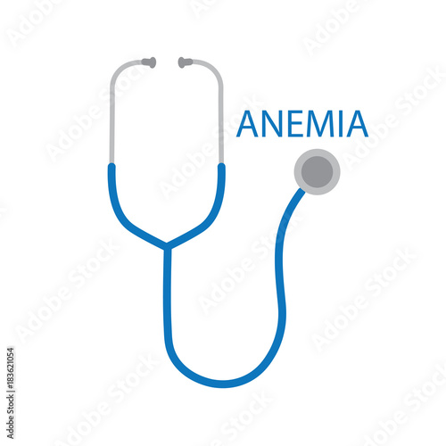 anemia word and stethoscope icon- vector illustration