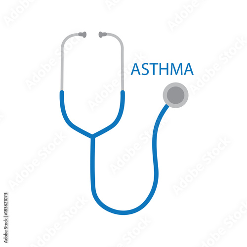 asthma word and stethoscope icon- vector illustration