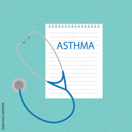 asthma written in notebook- vector illustration