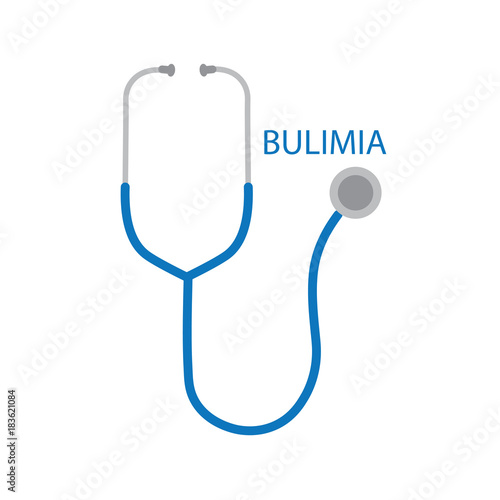 bulimia word and stethoscope icon- vector illustration