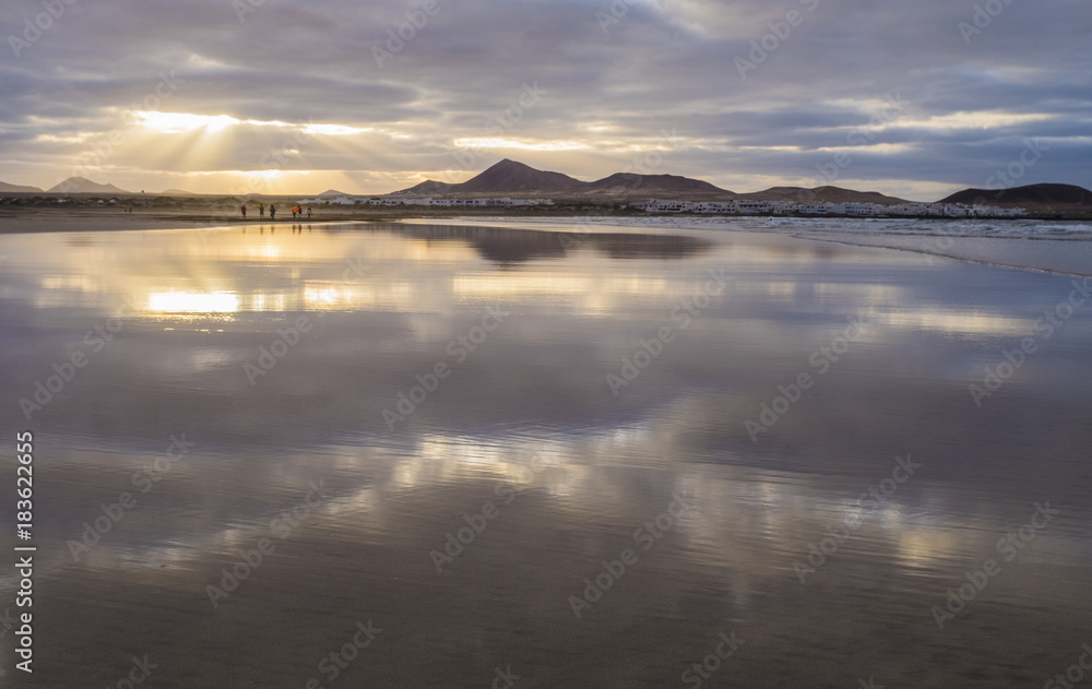 Caleta de Famara (Famara beach), Lanzarote island. Atlantic ocean. 