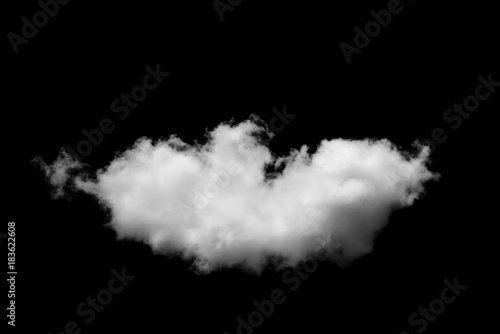 Single white clouds isolated on black background