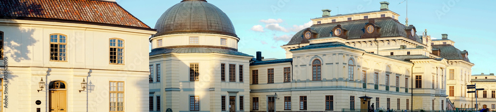 Wide-format panorama for an architectonic visualization. The palace of the Swedish royal family. Residence of the King. Drottnigsholm, Stockholm, Sweden Wide-format panorama for an architectonic visualization. The palace of the Swedish royal family. Residence of the King. Drottnigsholm, Stockholm, Sweden