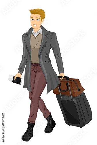 Man Travel Baggage Illustration