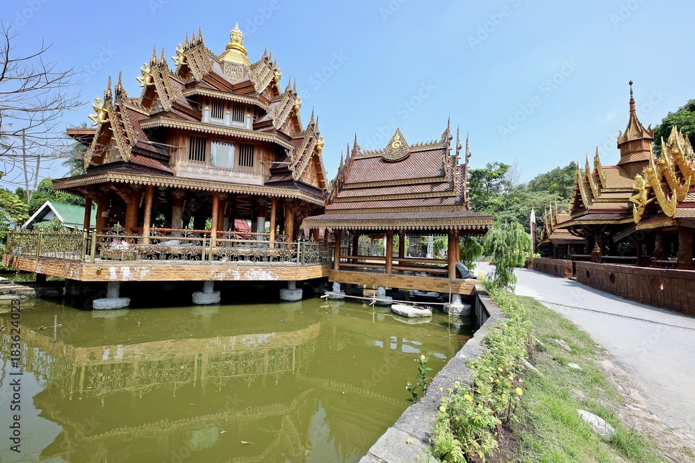 Naklejka premium Building wooden temple.