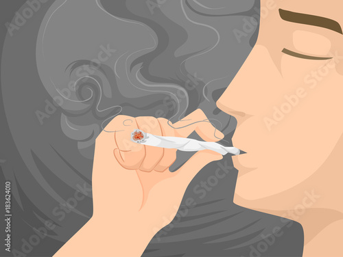 Man Weed Smoking Illustration