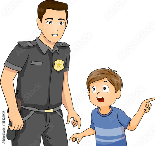 Man Kid Boy Police Report Illustration